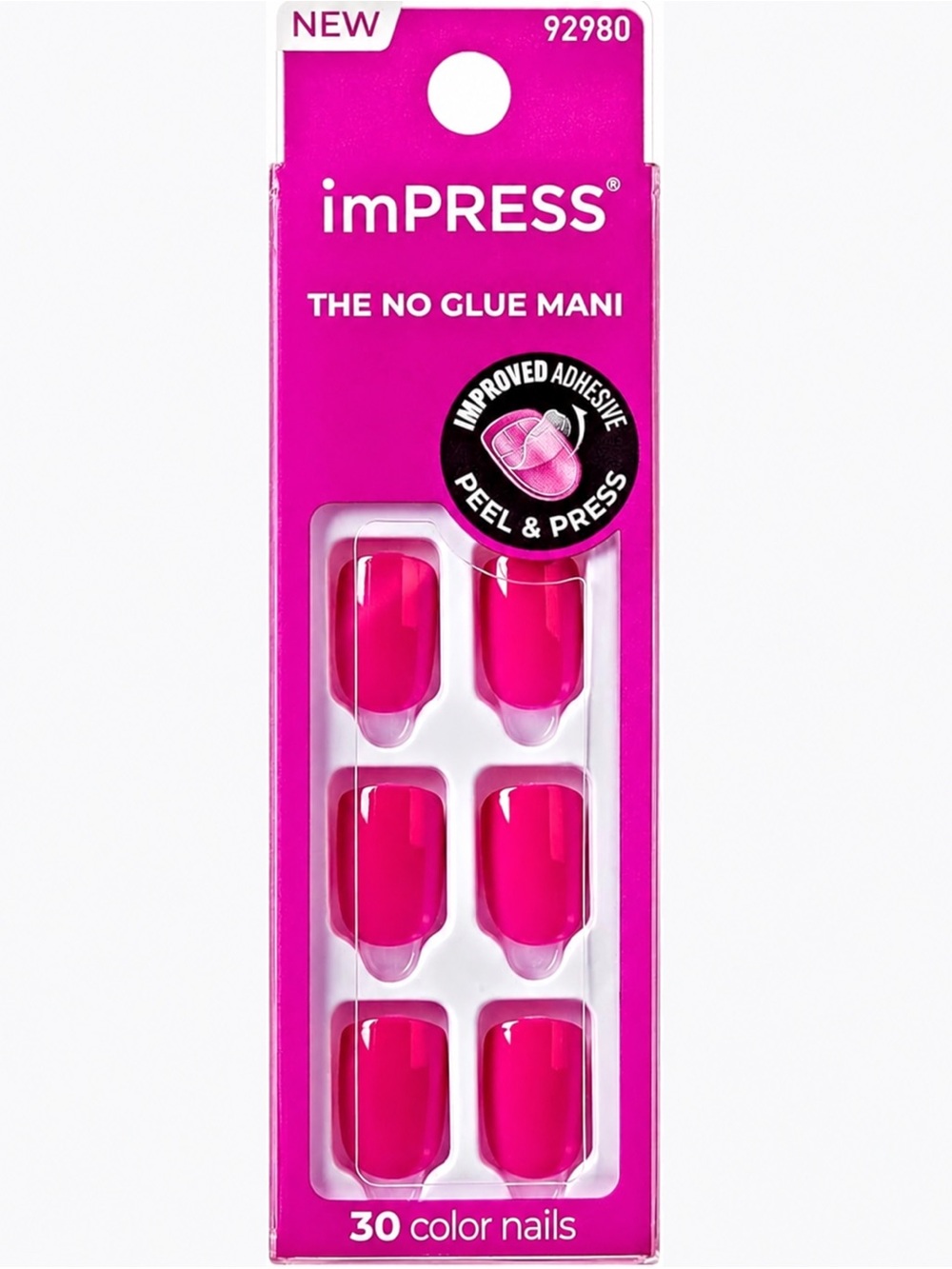 NEW imPRESS Press-On Nails Hot Pink Short